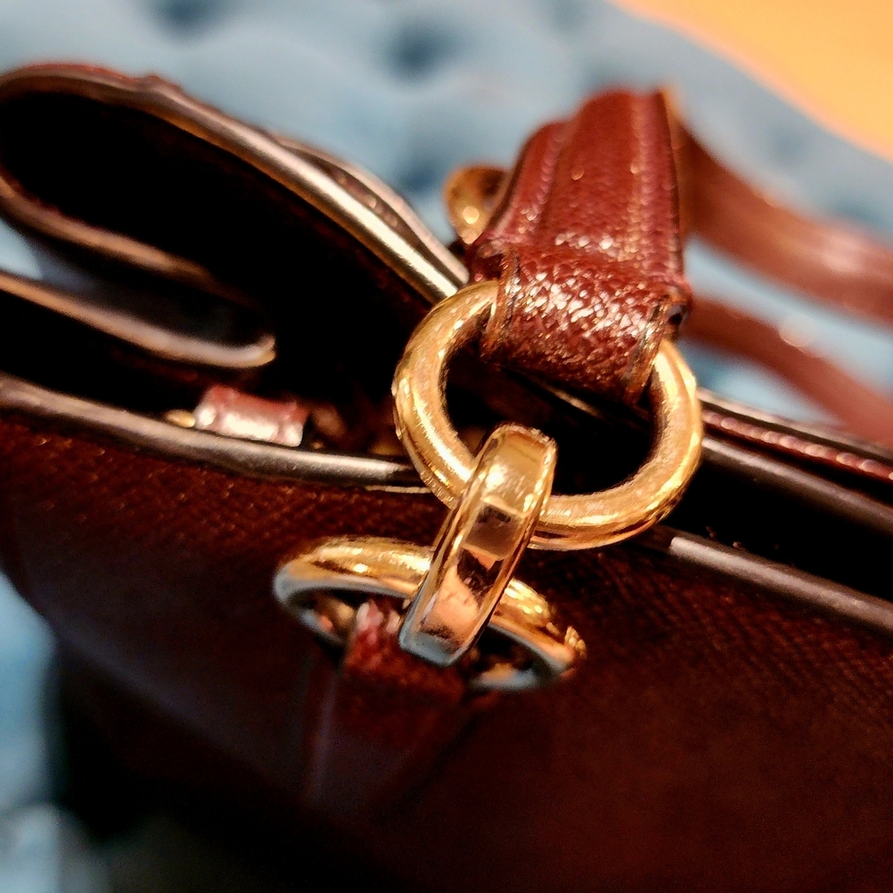 COACH Bordeaux Sparkling  Pebbled Leather Satchel Bag - Picture 5 of 14